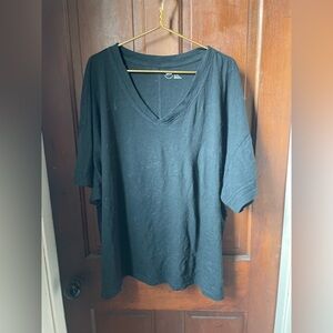 aerie women's XXL short sleeve black v neck top